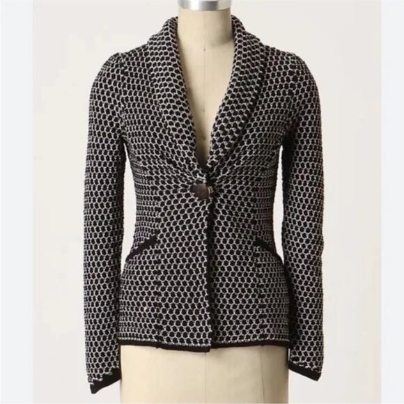 Anthropologie Charlie & Robin Cardigan Sweater S Twee Coastal Grandma 60's Mod - Picture 7 of 7